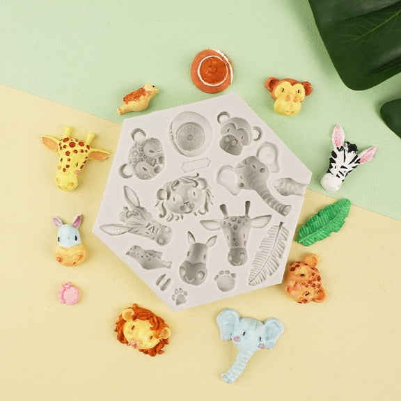 Jungle Animal Silicone Mold Set 3D Cake Decorating Tools For Fondant Chocolate Candy Making Food Grade Baking Molds For Baby Shower Birthday Party
