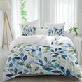 thumbnail image 2 of Navy Blue Leaves Bedding 3 Piece Duvet Cover Set Full Size, Green Summer Botanical Soft Microfiber Comforter Cover with Zipper Closure & Pillowcases, Wrinkle & FadeResistant Quilt Cover, 2 of 9