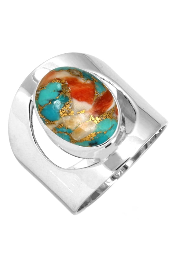 Natural Spiny Oyster Ring 925 Sterling Silver Handmade Jewelry