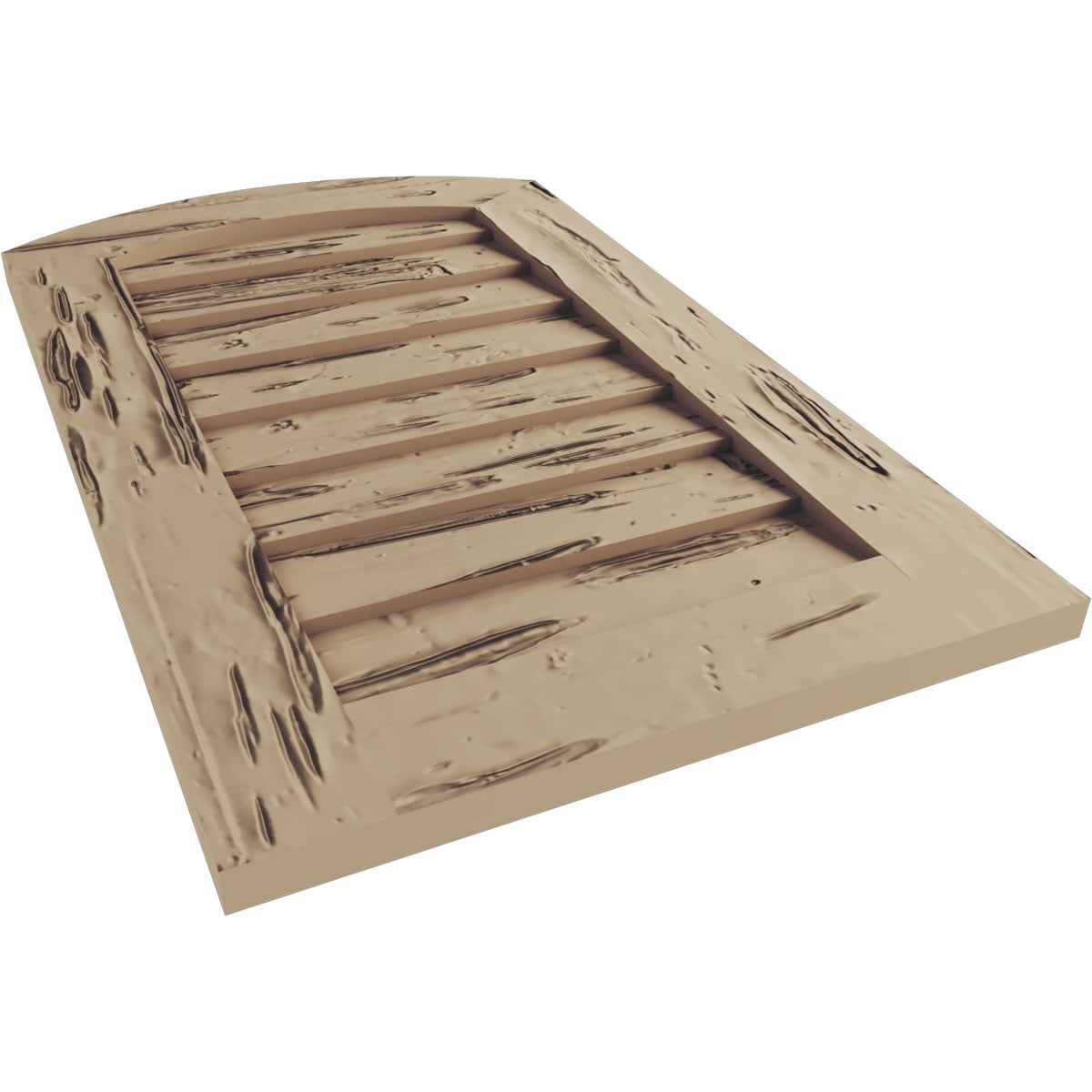 Ekena Millwork 18"W x 42"H Timberthane Pecky Cypress Arch Top Faux Wood Non-Functional Gable Vent, Primed Tan
