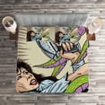 thumbnail image 2 of Ambesonne Cartoon Quilted Coverlet 3 Pcs, Alien Attack Astronaut, King Size, Multicolor, 2 of 2
