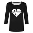 thumbnail image 4 of Wowcloth Ladies' Hearted-Printed Round Neck Three Quarter Sleeve 3/4 Sleeve T-shirt Loose, 4 of 4