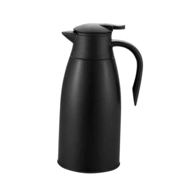 Jarra Térmica Café con Diseño Elegante Y Dispensador Tetera Aislante Termo de Acero Inoxidable con Asa Resistente Adecuada para Reuniones Familiares O negro