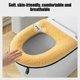 thumbnail image 5 of Kumdkd Yellow Thickened Toilet Seat Cover with Handle, Winter Warm Waterproof Toilet Seat, Removable Soft Fabric Toilet Lid Cover for Cold Weather, Universal Fit for Most Toilets, Easy Clean, 5 of 6