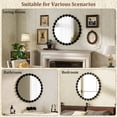 thumbnail image 6 of BEAUTYPEAK 28" Round Vintage Bathroom Mirror Decorative Wall Mirror with Luxurious Beaded Frame, Black, 6 of 7