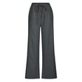 thumbnail image 6 of LEBONYARD Wide Leg Pants Woman Linen Pants,Women's Fashionable and Comfortable Solid Color Semi Elastic Button Up Pants Gray S, 6 of 6