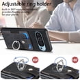 thumbnail image 5 of For Google Pixel 10 Pro XL Phone Case Wallet with Card Holder,PU Leather Metal Ring Buckle Holder Kickstand  Women Men Magnetic Cover,Black,For Pixel 10 Pro XL, 5 of 7