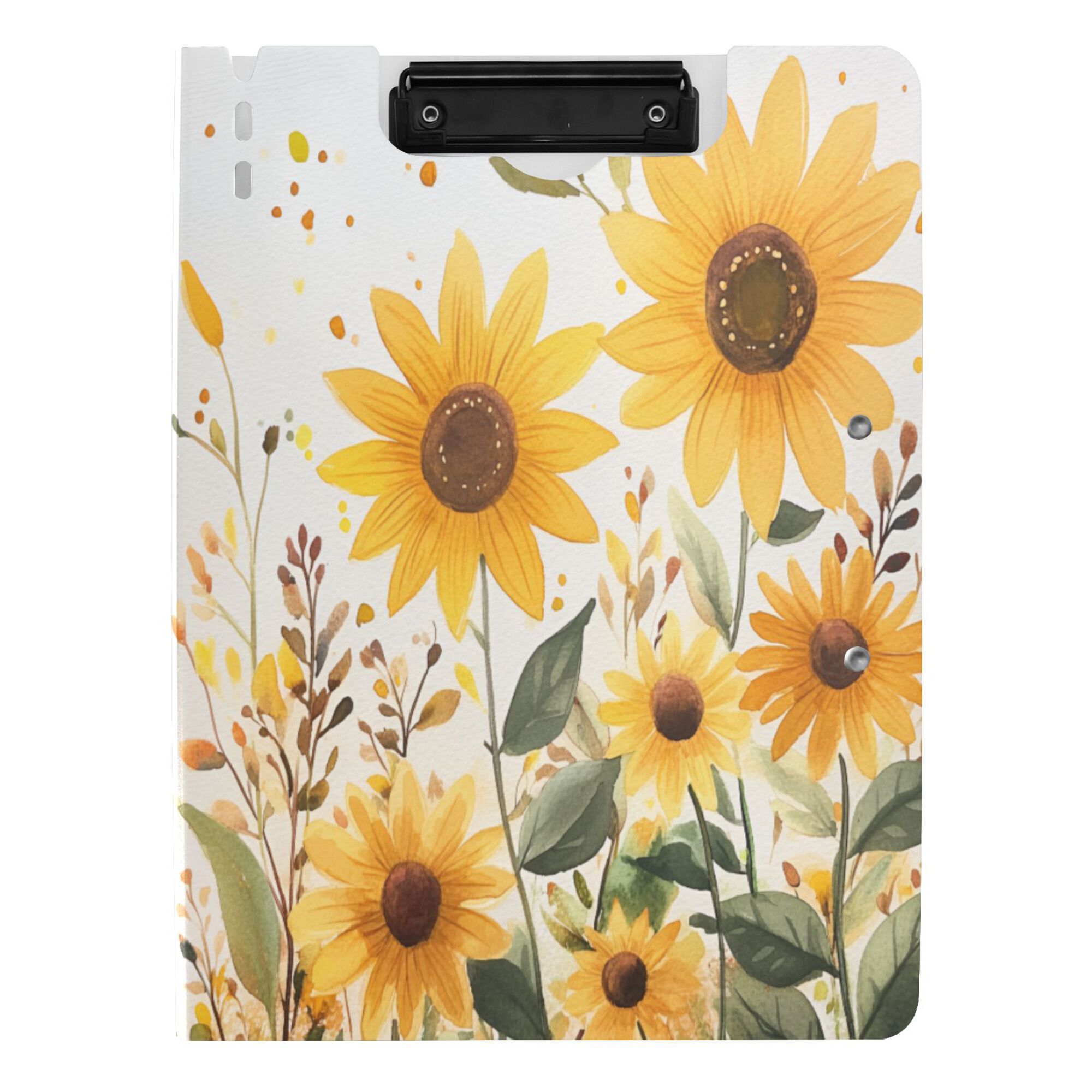 FORMRS A4 Clipboard Folder with Pen Holder Horizontal Foldable School Office Binder, Beige Sunflowers