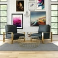 thumbnail image 2 of LeisureMod Jefferson Modern 3-Piece Living Room Set with 2 Leather Arm Chair and Round Coffee Table with Brushed Gold Frame (Black), 2 of 13