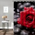 thumbnail image 2 of Fenyluxe Rose Water Droplets Printed Shower Curtain with Hooks, Easy Care 100% Polyester Washable Bathroom Decoration 36x72, 2 of 7