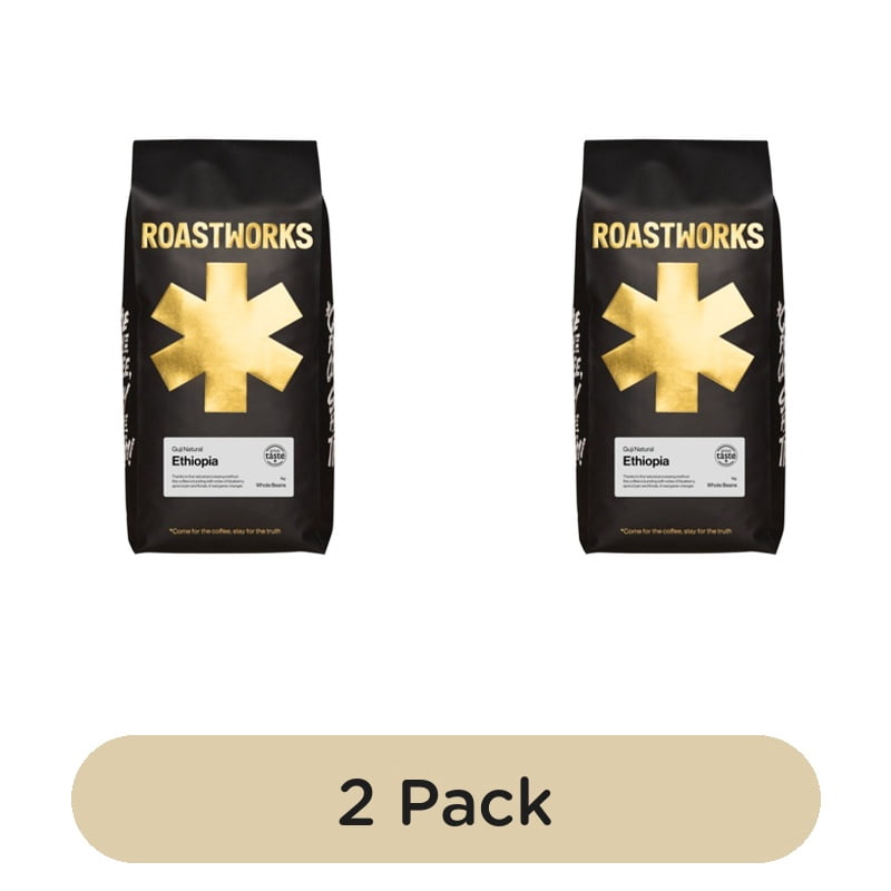 Roastworks Ethiopia Whole Bean Coffee 1kg, British Import (Pack of 2)