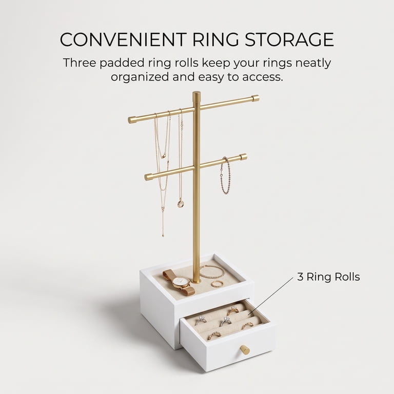 Hives and Honey Katie Jewelry Stand, White Gold Accents photo 6