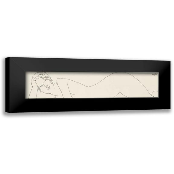 Modigliani, Amedeo 14x6 Black Modern Framed Museum Art Print Titled - Nudo sdraiato