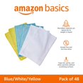 thumbnail image 5 of Amazon Basics - Paños de limpieza de microfibra, no abrasivos, reutilizables y lavables, paquete de 48, 12 x 16 pulgadas, azul, blanco y amarillo, 5 of 5