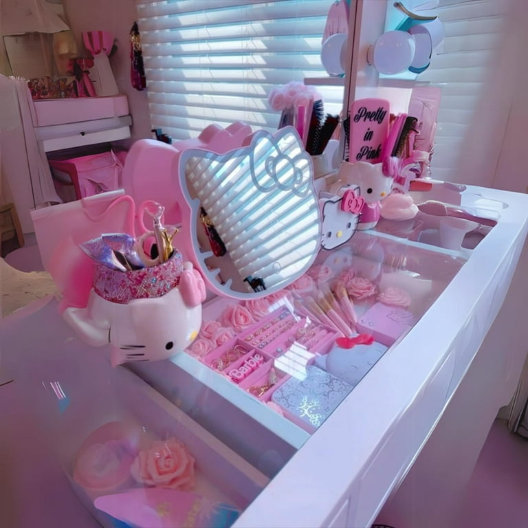 Impressions Vanity Supercute Hello Kitty Tri-Tone LED Table Mirror with  Lights and Touch Sensor Switch 