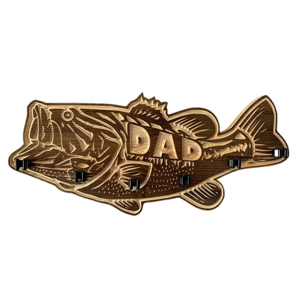 Caña De Pescar, Estante Para Caña De Pescar De Madera Montado En La Pared, Regalos Para Papá sonducket HA045167-00