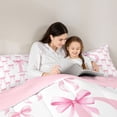thumbnail image 5 of Erosebridal Cute Bow 7-Piece Twin Bedding Sets For Kids,3D Cartoon Letter E Initial Monogram Bedding Comforter Set,Pink Reversible, 5 of 7