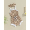 thumbnail image 2 of Bagilaanoe 2pcs Newborn Baby Girl Shorts Set Sleeveless Floral Print Rompers Tops + Shorts + Headband 3M 6M 12M 18M Infant Casual Summer Clothes, 2 of 8