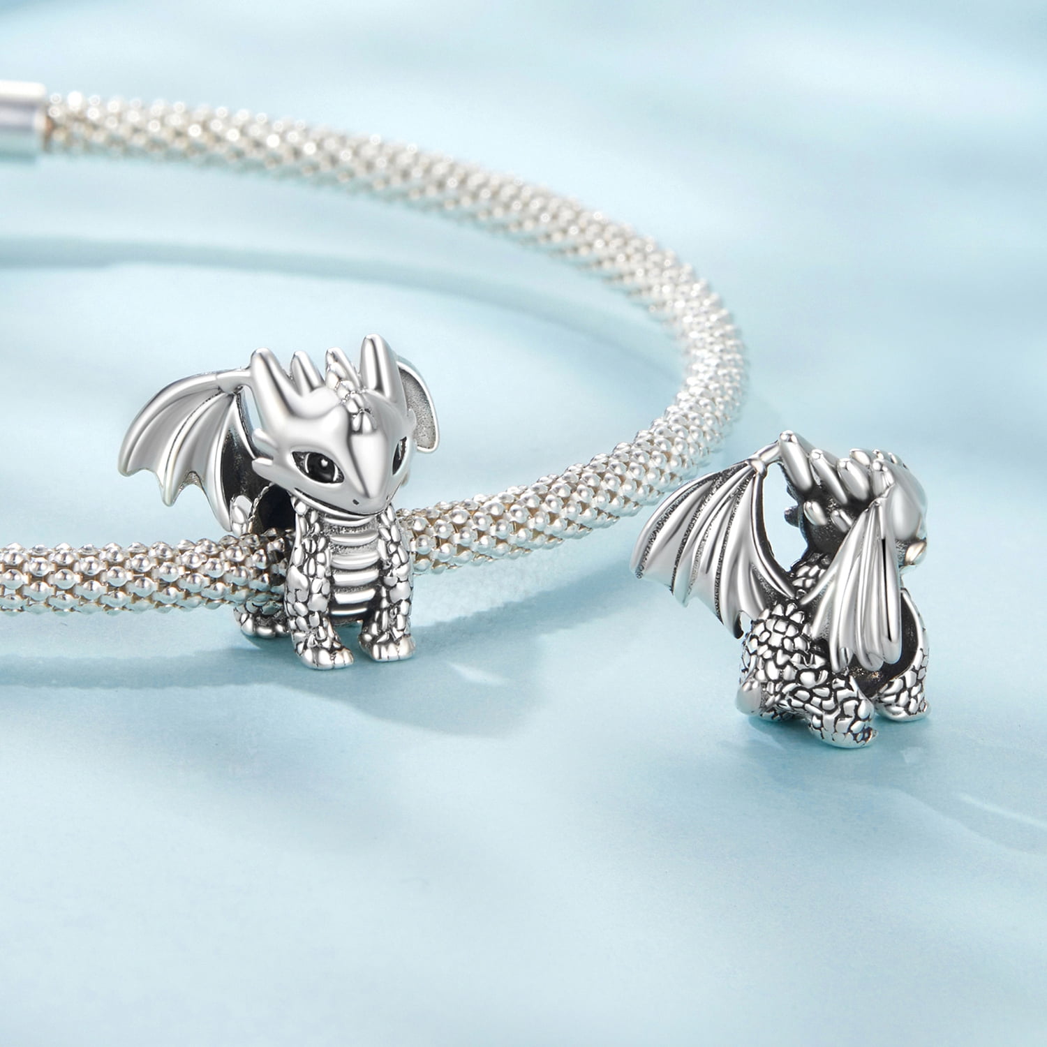 Flying Dragon Charm 925 Sterling Silver Charm,Charm for Bracelets , Perfect Gift for Women