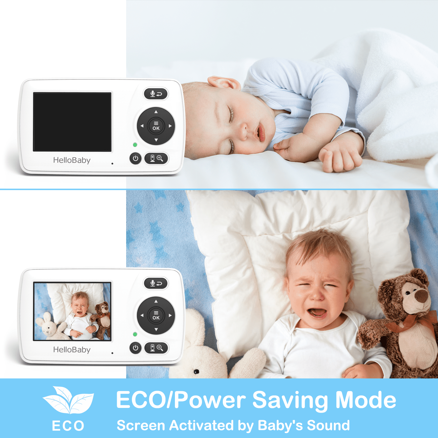 HelloBaby Baby Monitor-HB2530 with Camera and Audio, 1000ft Long Range Video Baby Monitor - No WiFi, IR Night Vision, Lullaby, VOX Mode 2.4" LCD, Security Camera