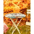 thumbnail image 5 of Round Fitted Tablecloths with Elastic Edge Thanksgiving Pumpkin Eucalyptus Leaf Waterproof Wipeable Table Cover for Kitchen Dining Party Decor Fall Plant Berry on Linen Table Clothes,45" - 54", 5 of 6
