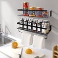 thumbnail image 4 of Uten Floating Shelves, Wall Mounted Iron Shelves Set of 2, Bathroom Storage Shelves with Towel Rack, Black, 4 of 12