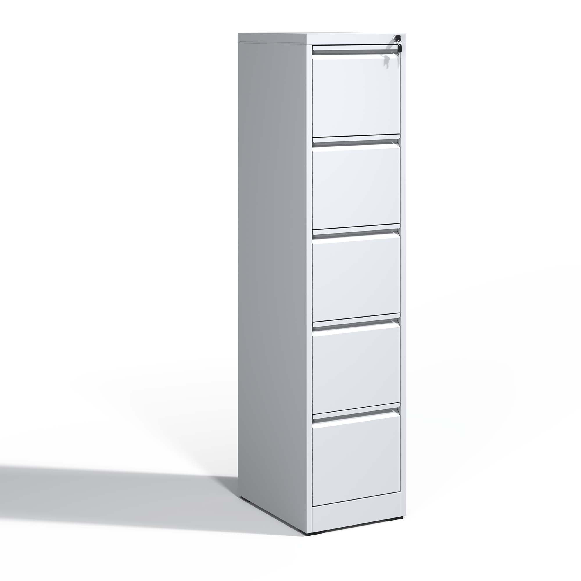 Yiyuanjin 5 Drawer Vertical Metal File Cabinet with Lock for A4 Legal/Letter Size, White
