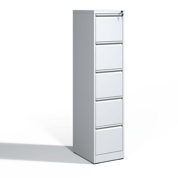 5 Drawer Vertical File Cabinet With Lock, Metal Locking Filing Cabinet For Home Office, File Storage Cabinet For A4/Letter/Legal Size File, Assembly Required
