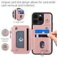 thumbnail image 4 of Decase For iPhone 15 Pro,Wallet Case PU Leather Shockproof Phone Shell Detachable Lanyard & Wrist Strap,Magnetic Buckle Back Cover Zipper Wallet Card Holder Pocket for Apple iPhone 15 Pro,Rosegold, 4 of 7