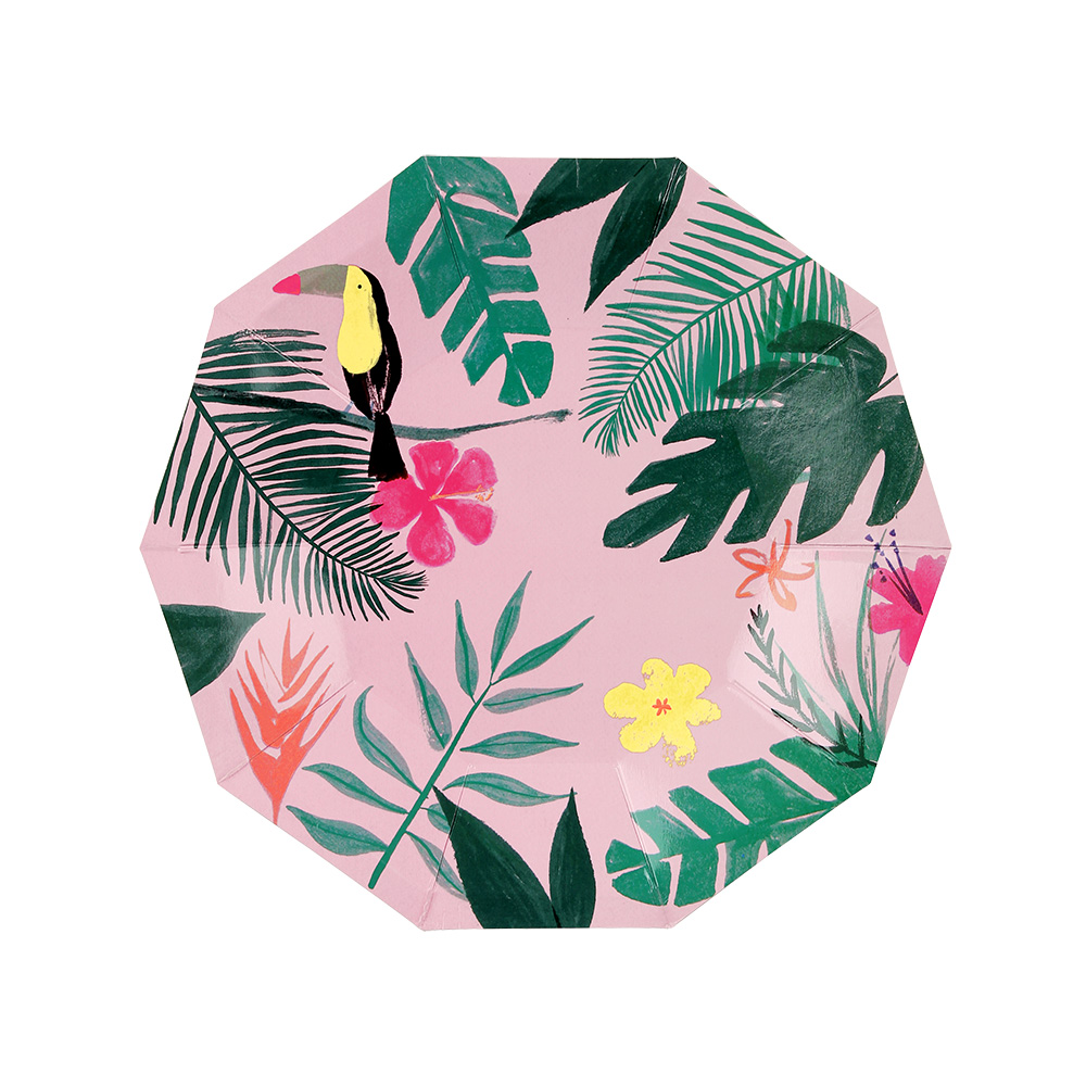 Meri Meri Pink Tropical Plate Sm , 12ct