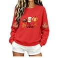 thumbnail image 6 of YFNNUP Women's Halloween Sweatshirts Tis The Season Pumpkin Football Graphic Pullover Tops Fall Crewneck Long Sleeve Shirts Red,XL, 6 of 6