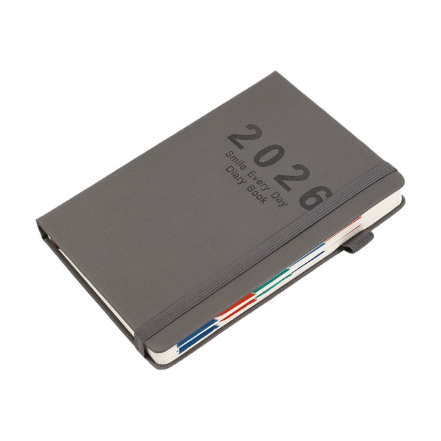 2026 Weekly and Monthly Planner Calendar, 2026 English Calendar Notebook,Vertical Patterned Strap Daily Planner Annual Calendar Notebook,January 2026 - December 2026(Grey)