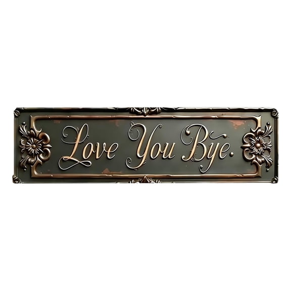 Love You Bye Love You Bye Retro Wooden Sign, One Size Decorative Wall Sign For Home Office Decor, Vintage Plaque With Floral Accents, Artistic Signage For Room Decoration