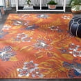 thumbnail image 3 of SAFAVIEH Sunrise Cole Floral Reversible Indoor/Outdoor Area Rug, Ivory/Rust Blue, 5'3" x 7'7", 3 of 9
