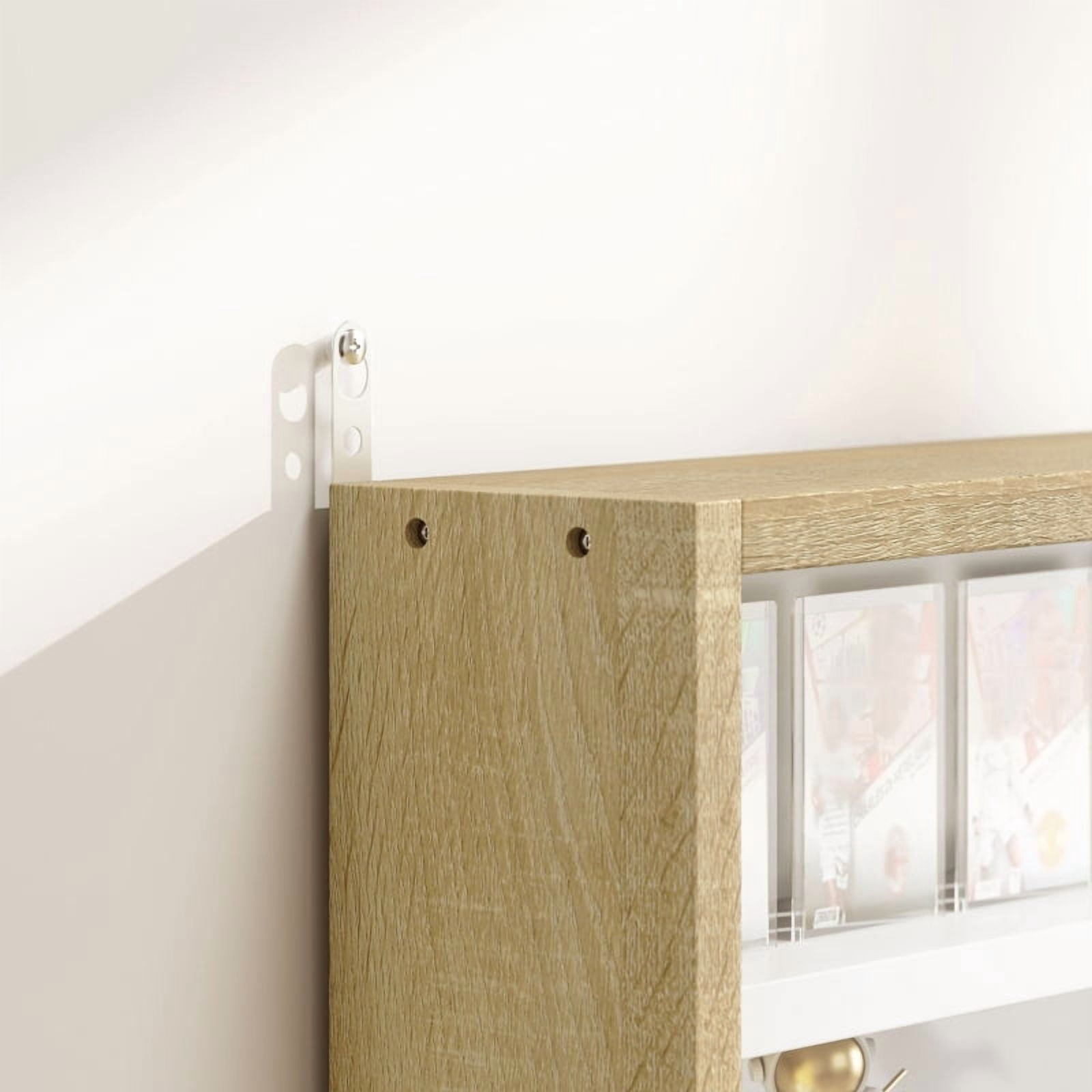 Alvantor 5-Tier Wall Display Storage Cabinet with Glass Doors & Adjustable Shelves 23.6"x31.5"x3.7" Natural