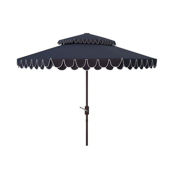 Safavieh Elegant, Height 99.61" Freestanding Navy/White Solid Print Round Market Patio Umbrella, UV Resistant