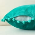 thumbnail image 4 of Phantoscope Pom Pom Velvet Series Decorative Throw Pillow, 18" x 18", Turquoise, 2 Pack, 4 of 6