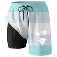 thumbnail image 3 of Big and Tall Swim Trunks for Men 5 Inch Inseam Stretchy Quick Dry Elastic Waist Drawstring Stretch Swim Shorts Printing Regular Fit Liner Compression Swimming Shorts for Men,Light Blue,XXXXL, 3 of 4