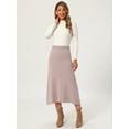 thumbnail image 3 of DARING DIVA Women's Sweater A Line Elastic High Waist Stretchy Midi Skirt Small Khaki, 3 of 7