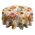 thumbnail image 4 of Fall Pumpkins Sunflowers Pattern Round Tablecloth 60" X 60",Wrinkle Wipeable Table Cloth for Kitchen Dining Room Picnic Patio Party, 4 of 6