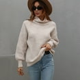 thumbnail image 2 of Vedolay Women's Tops Womens Oversized Deep V Neck Sweaters Long Sleeve Knitted Pullover Sweater,Beige M, 2 of 5
