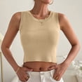 thumbnail image 2 of Wycnly Tank Tops for Women Soft Knitted Ribbed Sexy Slim Fit Going out Cropped Tops Vest Summer Solid Round Neck Sleeveless Shirts Fashion Blouses Beige m, 2 of 7