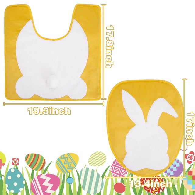 Decoración de baño de Pascua, juego de baño festivo, diseño de dos piezas, temática primaveral, decoración de baño para el hogar, adorno festivo para baño, detalles de temporada de Pascua