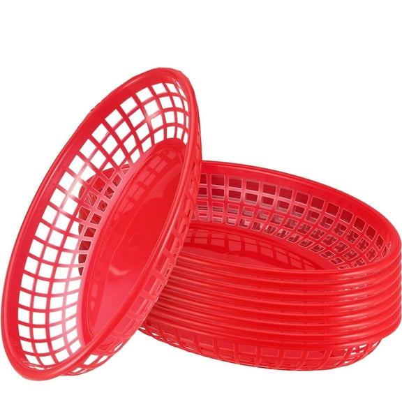 12 Pack Fast Food Baskets,Bexikou Plastic Fast Food Restaurant Baskets, Food Baskets for Serving,Bread Fry Baskets Serving Tray for Hot Dogs, Chicken, Burgers, Sandwiches, Fries(Red)