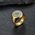 thumbnail image 3 of Anillo de acero inoxidable con forma de estrella, estilo punk, vintage, dorado y plateado, para hombre, estilo hip hop, con diseño de runas y estrellas misteriosas, joyería de moda, talla 9, plata, 3 of 5