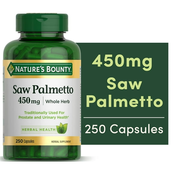 Nature's Bounty Saw Palmetto 450mg Capsules, Prostate Health Urinary Support, Herbal Supplement for Men, 250 Count