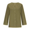 thumbnail image 4 of Timegard Womens Tops 1/2 Sleeve V Neck Button down Shirts Casual Loose Lightweight Blouse Solid Color, 4 of 6