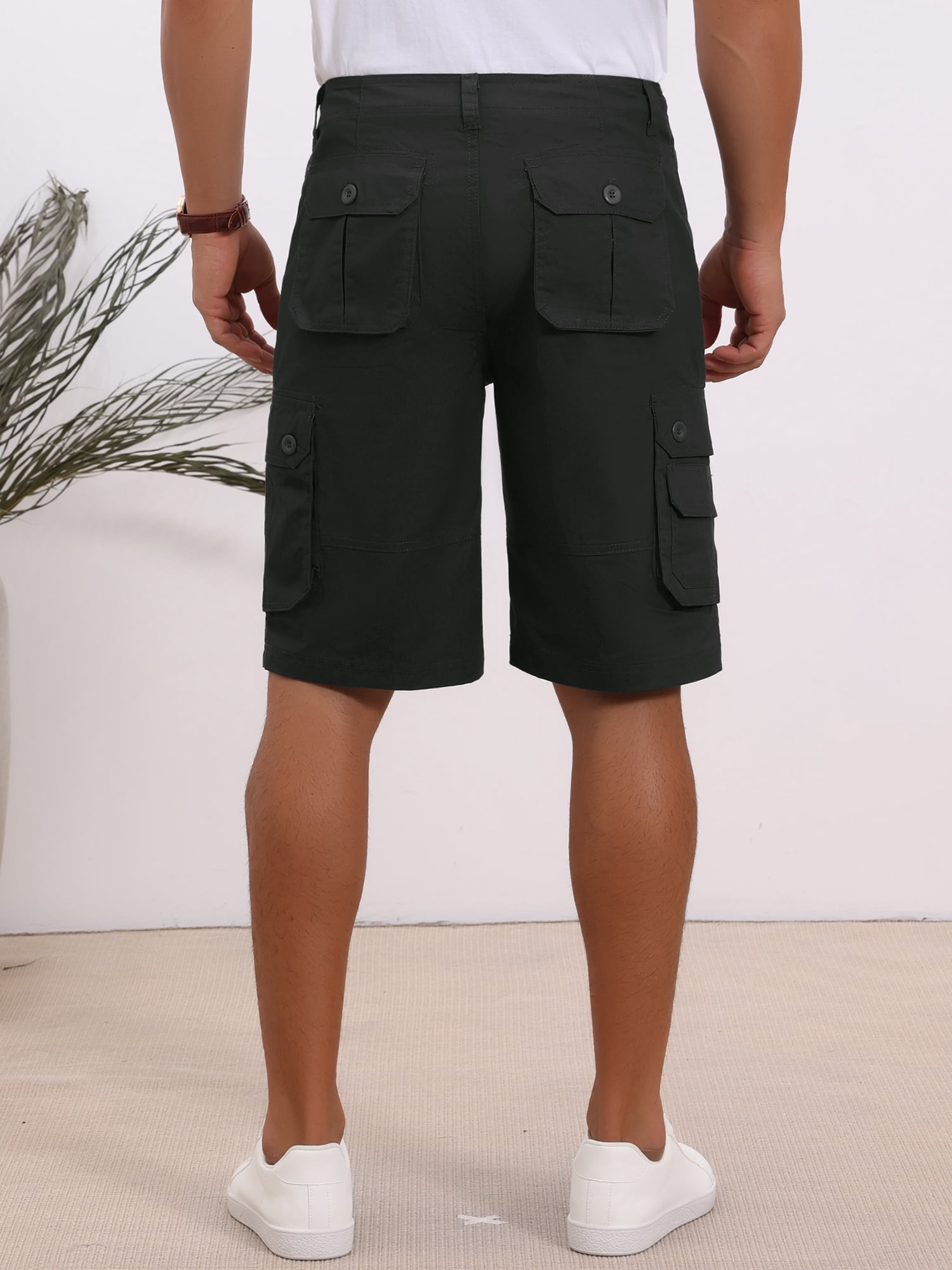 DARING DIVA Men's Short Pants Cotton Casual Camping Fishing Cargo Shorts 36 Black