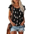 thumbnail image 2 of Blouses à Manches Courtes pour Femmes Femmes Décontracté Imprimé Manches Courtes Col Rond Chandail Blouse T-Shirt Hauts Femmes Hauts à Manches Courtes Femmes Blouse à Manches Courtes Hauts à Manches Courtes pour Femmes, 2 of 5
