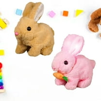 Realistic Bunny Toy, Bunny Toys Educational Interactive Toys, Easter Plush Stuffed Bunny Toy Walking Rabbit Educational Toys for Kids, Hopping Wiggle Ears Twitch Nose(BN-2PCS)